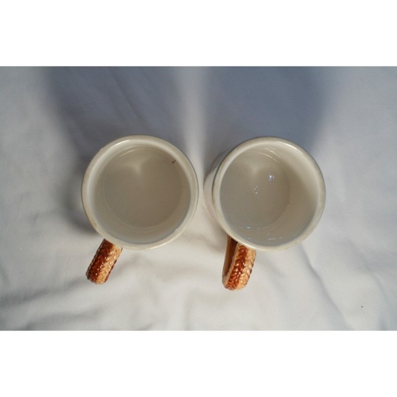 Asia Master Group Stonelite Clay Mug Lot Of 2 Fall Harvest Wheat Shaped Handle - Picture 7 of 11